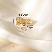 Copper 14K Gold Plated Elegant Lady Classic Style Inlay Devil's Eye Wings Butterfly Imitation Pearl Zircon Open Rings sku image 4