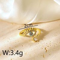 Copper 14K Gold Plated Elegant Lady Classic Style Inlay Devil's Eye Wings Butterfly Imitation Pearl Zircon Open Rings sku image 2