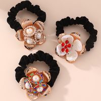 Frau IG-Stil Dame Koreanische Art Stern Blume Schmetterling Tuch Inlay Künstliche Perlen Strasssteine Haargummi main image 8