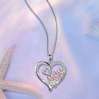 Wholesale Jewelry Elegant Modern Style Classic Style Letter Heart Shape Alloy Rhinestones Hollow Out Inlay Pendant Necklace main image 3