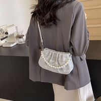 Women's Medium Pu Leather Solid Color Streetwear Beading Zipper Underarm Bag main image 3