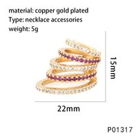 1 Piece 15 * 22mm Copper Zircon 18K Gold Plated Circle Lines Pendant main image 2