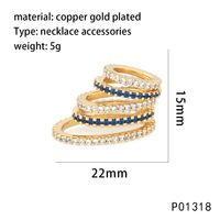 1 Piece 15 * 22mm Copper Zircon 18K Gold Plated Circle Lines Pendant sku image 3