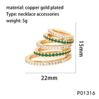 1 Piece 15 * 22mm Copper Zircon 18K Gold Plated Circle Lines Pendant main image 4