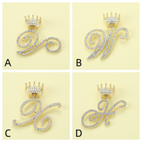 1 Piece Alloy Rhinestones Letter Crown Polished Pendant main image 1