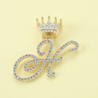 1 Piece Alloy Rhinestones Letter Crown Polished Pendant sku image 4