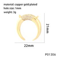 1 Piece Copper Zircon 18K Gold Plated Moon Heart Shape Pendant Chain sku image 6