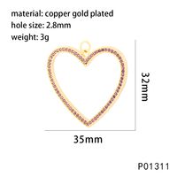 1 Piece Copper Zircon 18K Gold Plated Moon Heart Shape Pendant Chain sku image 7