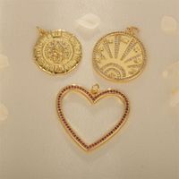 1 Pieza Cobre Circón Chapados en oro de 18k Luna Forma De Corazón Colgante Cadena main image 10