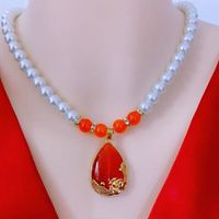 Wholesale Jewelry Elegant Vintage Style Lady Geometric Water Droplets Imitation Pearl Artificial Gemstones Imitation Pearl Rhinestones Inlay Pendant Necklace main image 6