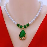 Wholesale Jewelry Elegant Vintage Style Lady Geometric Water Droplets Imitation Pearl Artificial Gemstones Imitation Pearl Rhinestones Inlay Pendant Necklace main image 8