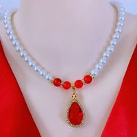 Wholesale Jewelry Elegant Vintage Style Lady Geometric Water Droplets Imitation Pearl Artificial Gemstones Imitation Pearl Rhinestones Inlay Pendant Necklace main image 9