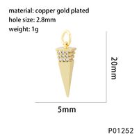 1 Piece 20*5mm Copper Zircon 18K Gold Plated Ice Cream Geometric Pendant Chain sku image 6