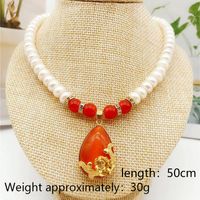 Wholesale Jewelry Elegant Vintage Style Lady Geometric Water Droplets Imitation Pearl Artificial Gemstones Imitation Pearl Rhinestones Inlay Pendant Necklace main image 7
