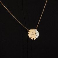 304 Stainless Steel 18K Gold Plated Modern Style Classic Style Commute Sun Moon Pendant Necklace main image 3