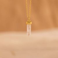 304 Stainless Steel 18K Gold Plated Simple Style Plating Inlay Solid Color Natural Stone Pendant Necklace main image 2