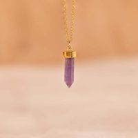 304 Stainless Steel 18K Gold Plated Simple Style Plating Inlay Solid Color Natural Stone Pendant Necklace sku image 2