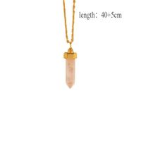 304 Stainless Steel 18K Gold Plated Simple Style Plating Inlay Solid Color Natural Stone Pendant Necklace main image 4