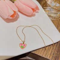 Fashion Heart Shape Butterfly Titanium Steel Plating Pendant Necklace 1 Piece sku image 50