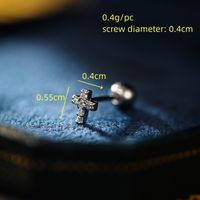 1 Piece Simple Style Classic Style Cross Plating Inlay Copper Zircon 18K Gold Plated Cartilage Earrings main image 3