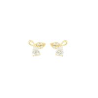 1 Paire Style Simple Style Classique Noeud D'Arc Placage Incruster Argent Sterling Zircon Plaqué Or 14K Boucles D'Oreilles main image 5