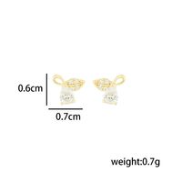 1 Paire Style Simple Style Classique Noeud D'Arc Placage Incruster Argent Sterling Zircon Plaqué Or 14K Boucles D'Oreilles main image 2