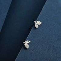 1 Pair Simple Style Classic Style Bow Knot Plating Inlay Sterling Silver Zircon 14K Gold Plated Ear Studs main image 1