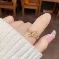 Copper 18K Gold Plated Simple Style Classic Style Plating Inlay Letter Solid Color Zircon Open Rings main image 3