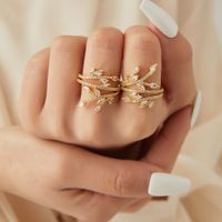 Copper 18K Gold Plated Simple Style Classic Style Plating Inlay Solid Color Zircon Open Rings main image 1