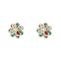 1 Pair Sweet Shiny Flower Layered Plating Inlay Copper Zircon White Gold Plated Gold Plated Ear Studs main image 7