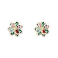 1 Pair Sweet Shiny Flower Layered Plating Inlay Copper Zircon White Gold Plated Gold Plated Ear Studs main image 4