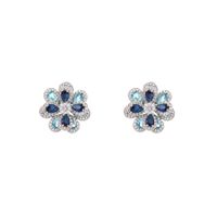 1 Pair Sweet Shiny Flower Layered Plating Inlay Copper Zircon White Gold Plated Gold Plated Ear Studs main image 5