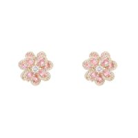 1 Pair Sweet Shiny Flower Layered Plating Inlay Copper Zircon White Gold Plated Gold Plated Ear Studs main image 6