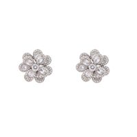 1 Pair Sweet Shiny Flower Layered Plating Inlay Copper Zircon White Gold Plated Gold Plated Ear Studs main image 3