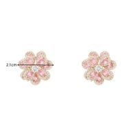 1 Pair Sweet Shiny Flower Layered Plating Inlay Copper Zircon White Gold Plated Gold Plated Ear Studs main image 2