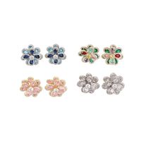 1 Pair Sweet Shiny Flower Layered Plating Inlay Copper Zircon White Gold Plated Gold Plated Ear Studs main image 8