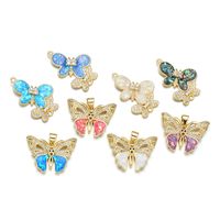 1 Piece 18 * 24mm 28*18mm Copper Zircon 18K Gold Plated Butterfly Polished Pendant main image 4