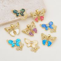 1 Piece 18 * 24mm 28*18mm Copper Zircon 18K Gold Plated Butterfly Polished Pendant main image 1