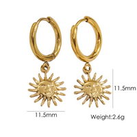 1 Pair Streetwear Sun Plating 304 Stainless Steel 14K Gold Plated Drop Earrings sku image 2