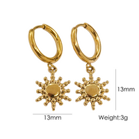 1 Pair Streetwear Sun Plating 304 Stainless Steel 14K Gold Plated Drop Earrings sku image 3
