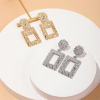 1 Pair Casual Simple Style Streetwear Rectangle Hollow Out Alloy Drop Earrings main image 1