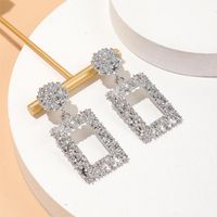 1 Pair Casual Simple Style Streetwear Rectangle Hollow Out Alloy Drop Earrings main image 3