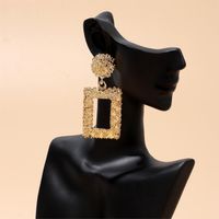 1 Pair Casual Simple Style Streetwear Rectangle Hollow Out Alloy Drop Earrings main image 6