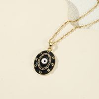 304 Stainless Steel Copper 18K Gold Plated Casual Retro Enamel Inlay Devil's Eye Zircon Pendant Necklace main image 3