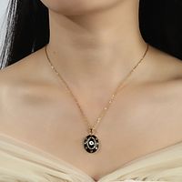 304 Stainless Steel Copper 18K Gold Plated Casual Retro Enamel Inlay Devil's Eye Zircon Pendant Necklace main image 4