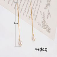 1 Pair Casual Simple Style Geometric Handmade Freshwater Pearl Copper Gold Plated Ear Line main image 2