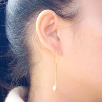 1 Pair Casual Simple Style Geometric Handmade Freshwater Pearl Copper Gold Plated Ear Line main image 3