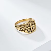 Retro Simple Style Compass 304 Stainless Steel 18K Gold Plated Unisex Rings sku image 7
