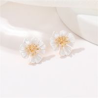 1 Paire Style Simple Fleur Incruster Le Cuivre Strass Boucles D'Oreilles main image 5