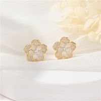 1 Par Estilo Simple Flor Embutido Cobre Diamantes De Imitación Pendientes main image 2